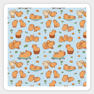 A capybara pattern of capybas swimming and being chill Sticker